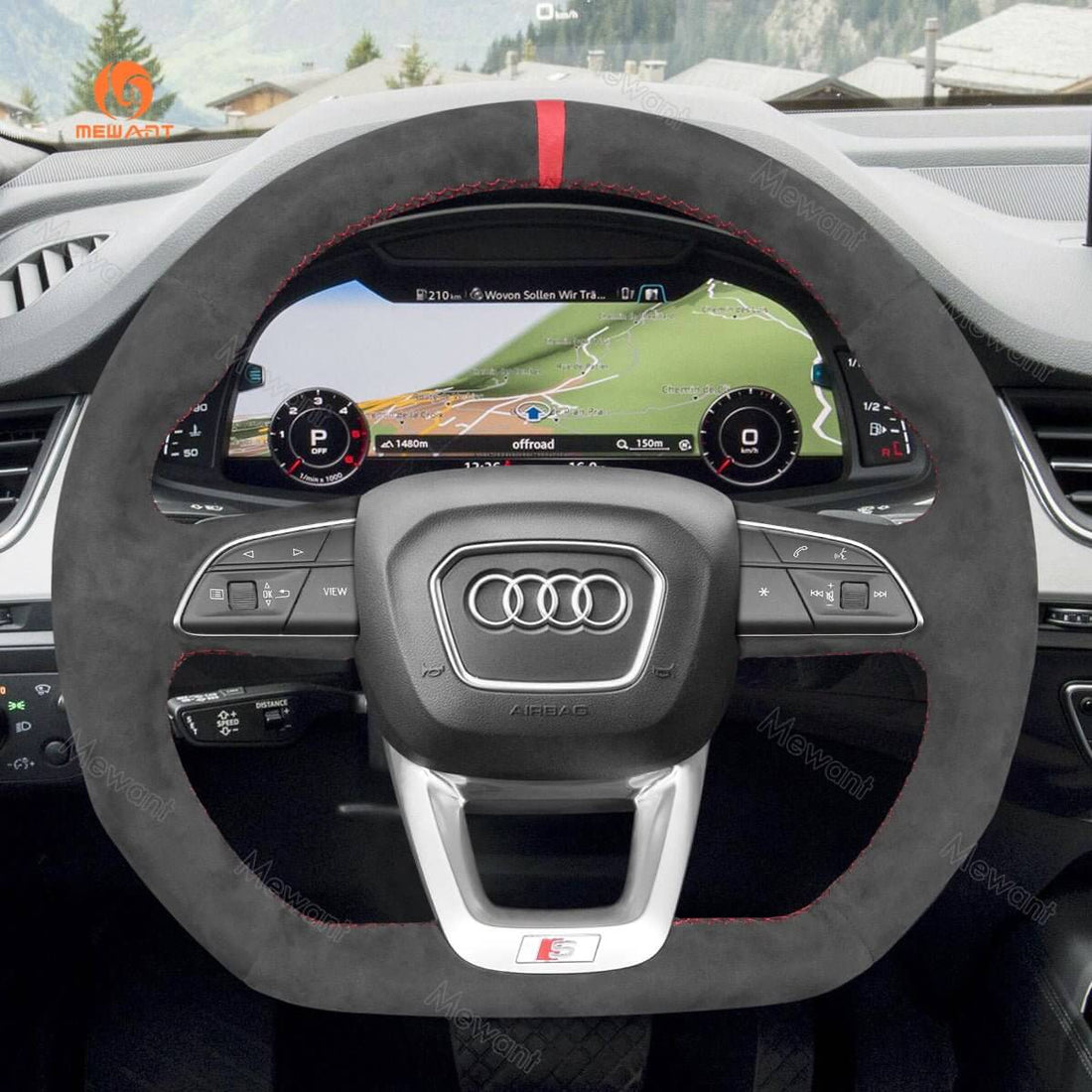 MEWANT Steering Wheel Cover for Audi Q3 Q5 SQ5 Q7 SQ7 Q8 SQ8 2015-2019