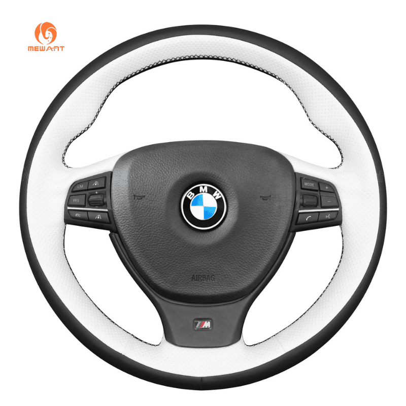 MEWANT Hand Stitch Dark Grey Alcantara Car Steering Wheel Cover for BMW M Sport F10 F11 F07 / M5 F10 2011 - 2013 / F12 F13 F06 / F01 F02 - Alcantara, Leather, Carbon Fiber, Easy Install, Non - Slip, Best Steering Wheel Cover