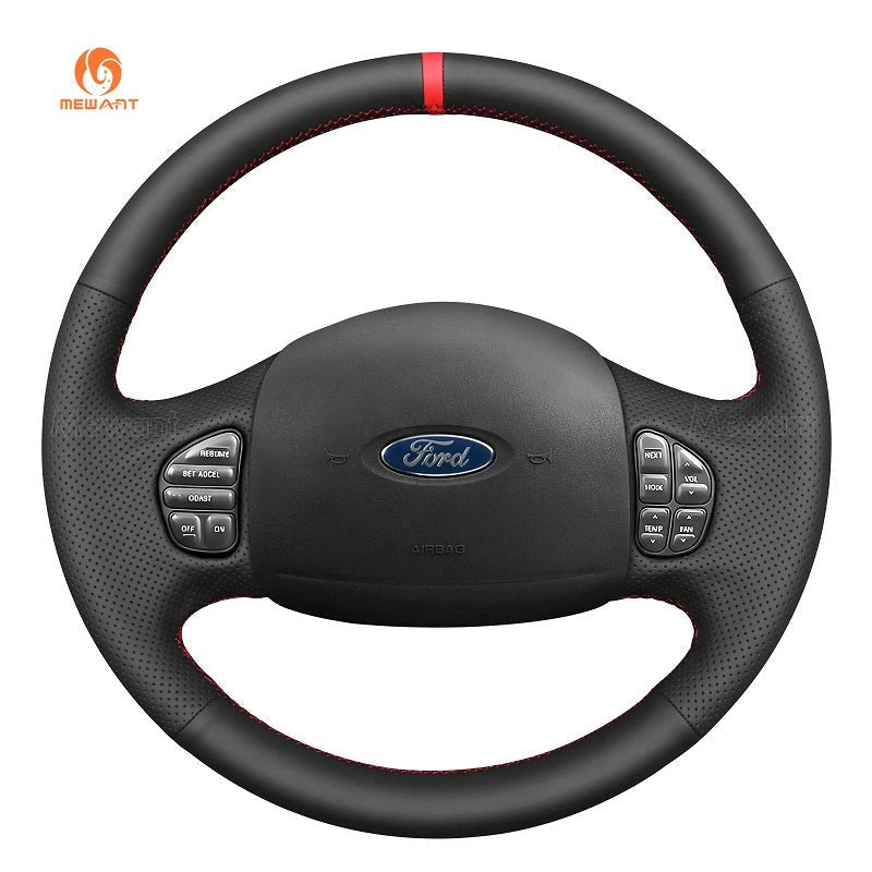 MEWANT Hand Stitch Dark Grey Alcantara Car Steering Wheel Cover for Ford F - 250 F - 350 F - 450 F - 550 - Alcantara, Leather, Carbon Fiber, Easy Install, Non - Slip, Best Steering Wheel Cover