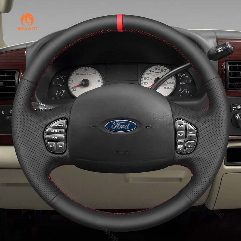 MEWANT Hand Stitch Dark Grey Alcantara Car Steering Wheel Cover for Ford F - 250 F - 350 F - 450 F - 550 - Alcantara, Leather, Carbon Fiber, Easy Install, Non - Slip, Best Steering Wheel Cover
