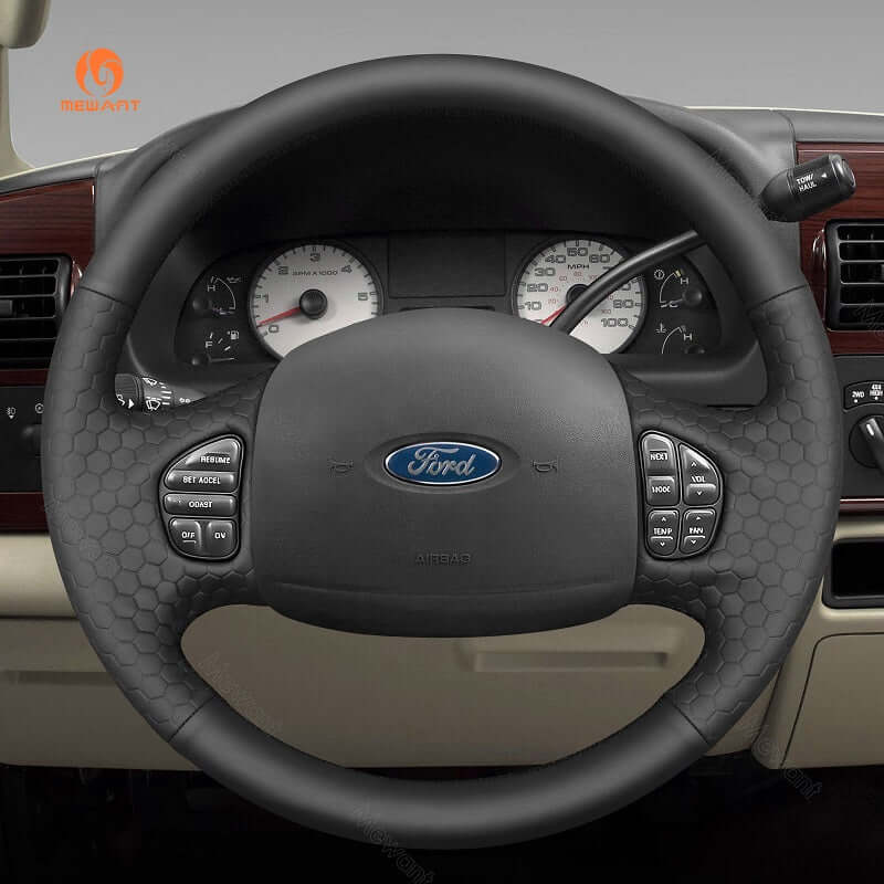MEWANT Hand Stitch Dark Grey Alcantara Car Steering Wheel Cover for Ford F - 250 F - 350 F - 450 F - 550 - Alcantara, Leather, Carbon Fiber, Easy Install, Non - Slip, Best Steering Wheel Cover