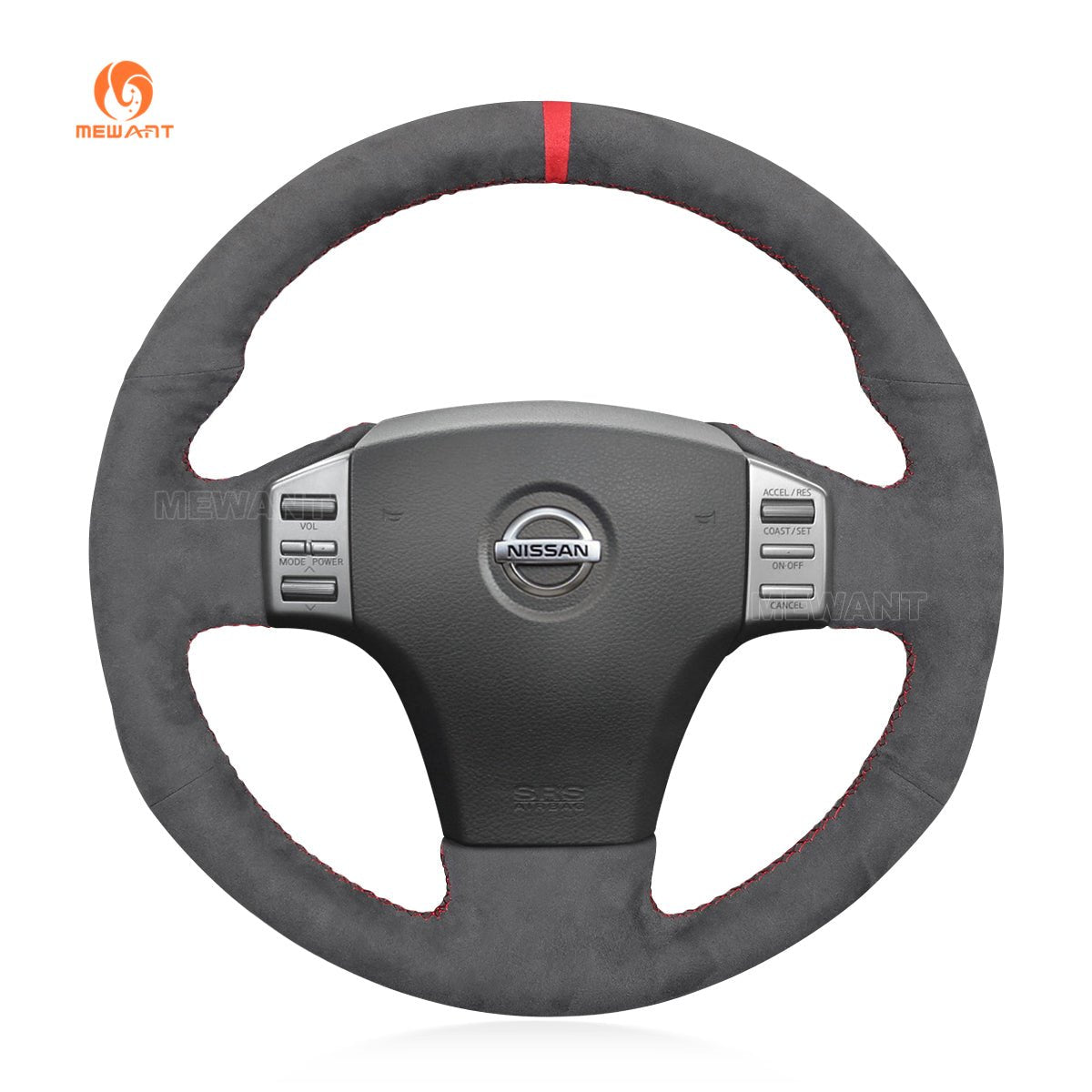 MEWANT Hand Stitch Dark Grey Alcantara Car Steering Wheel Cover for Infiniti G35 2003 - 2006 / for Nissan Skyline V35 2003 - 2006 - Alcantara, Leather, Carbon Fiber, Easy Install, Non - Slip, Best Steering Wheel Cover