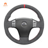 MEWANT Hand Stitch Dark Grey Alcantara Car Steering Wheel Cover for Infiniti G35 2003 - 2006 / for Nissan Skyline V35 2003 - 2006 - Alcantara, Leather, Carbon Fiber, Easy Install, Non - Slip, Best Steering Wheel Cover