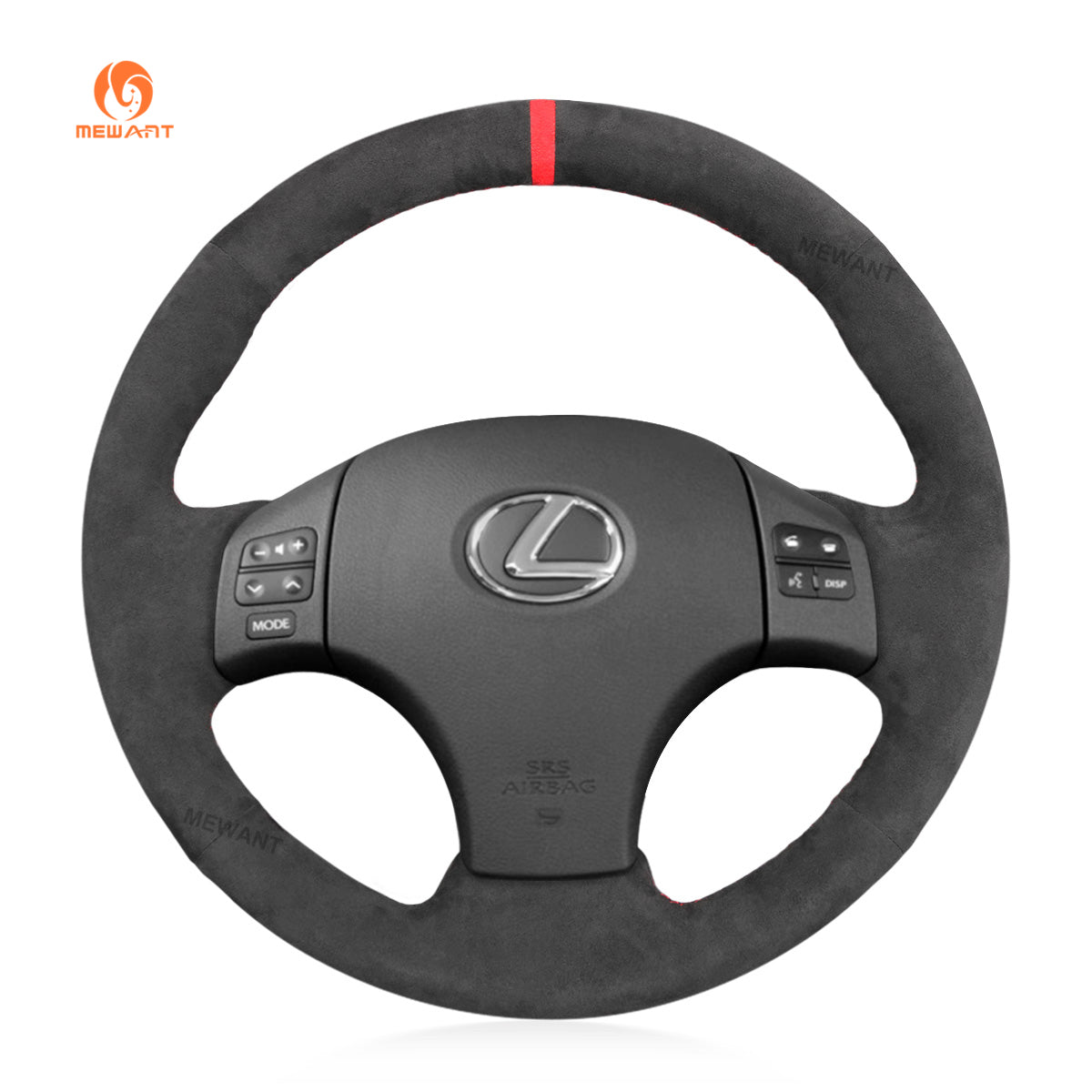 MEWANT Hand Stitch Dark Grey Alcantara Car Steering Wheel Cover for Lexus IS 250 250C 350 350C IS F Sport 2006 - 2013 - Alcantara, Leather, Carbon Fiber, Easy Install, Non - Slip, Best Steering Wheel Cover