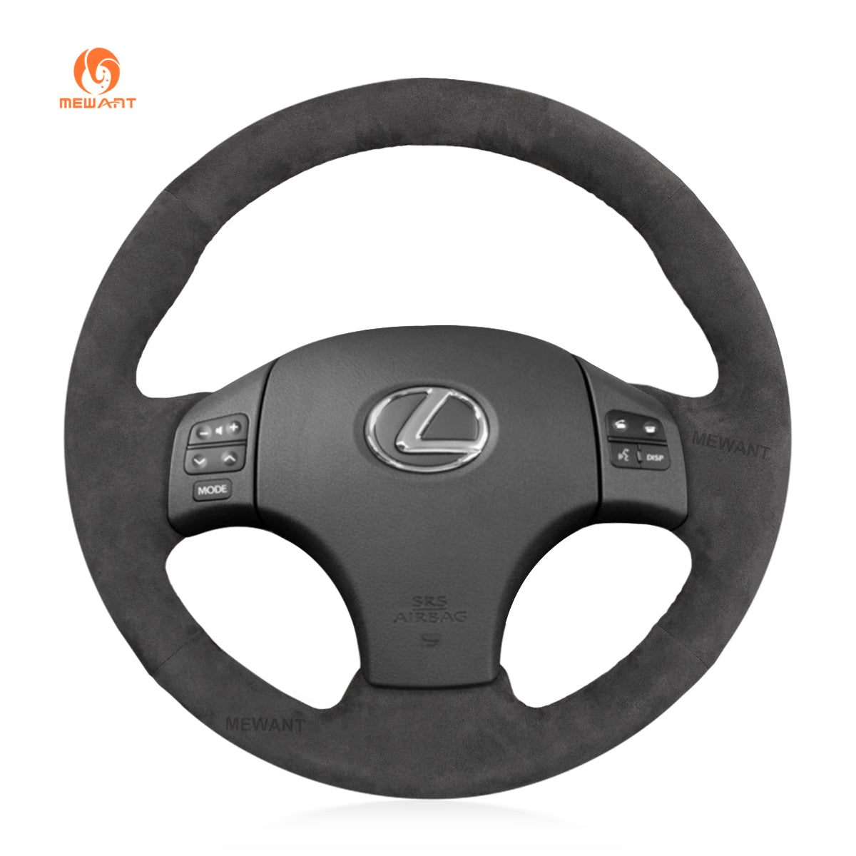 MEWANT Hand Stitch Dark Grey Alcantara Car Steering Wheel Cover for Lexus IS 250 250C 350 350C IS F Sport 2006 - 2013 - Alcantara, Leather, Carbon Fiber, Easy Install, Non - Slip, Best Steering Wheel Cover