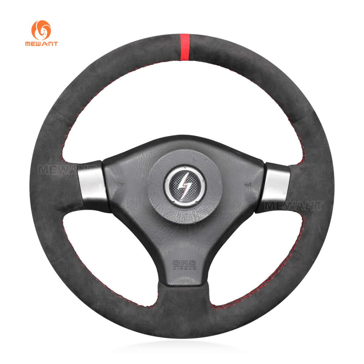 MEWANT Hand Stitch Dark Grey Alcantara Car Steering Wheel Cover for Nissan Skyline GT - R R34 200SX S15 Silvia S15 - Alcantara, Leather, Carbon Fiber, Easy Install, Non - Slip, Best Steering Wheel Cover