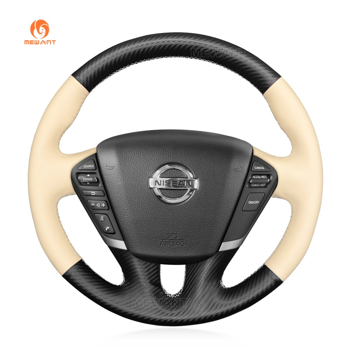 MEWANT Hand Stitch Leather Car Steering Wheel Cover for Nissan Murano 2009 - 2015 / Teana 2008 - 2013 / Elgrand 2010 - 2021 - Mewant Cover