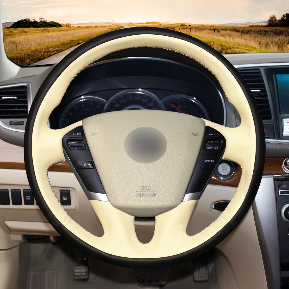 MEWANT Hand Stitch Leather Car Steering Wheel Cover for Nissan Murano 2009 - 2015 / Teana 2008 - 2013 / Elgrand 2010 - 2021 - Alcantara, Leather, Carbon Fiber, Easy Install, Non - Slip, Best Steering Wheel Cover