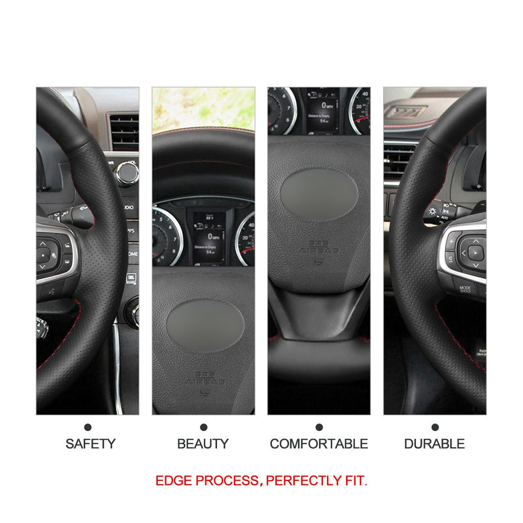 MEWANT Hand Stitch Leather Car Steering Wheel Cover for Toyota Avensis 2015 - 2019 / Camry 2015 - 2017 / Avalon 2013 - 2018 / Harrier 2013 - 2020 - Alcantara, Leather, Carbon Fiber, Easy Install, Non - Slip, Best Steering Wheel Cover