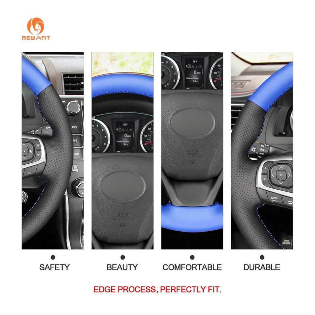 MEWANT Hand Stitch Leather Car Steering Wheel Cover for Toyota Avensis 2015 - 2019 / Camry 2015 - 2017 / Avalon 2013 - 2018 / Harrier 2013 - 2020 - Alcantara, Leather, Carbon Fiber, Easy Install, Non - Slip, Best Steering Wheel Cover