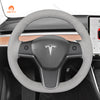 MEWANT Hand Stitch Leather Carbon Fiber Suede Alcantara Car Steering Wheel for Tesla Model 3 2017 - 2020 / Model Y 2020 - 2021 - Mewant Cover