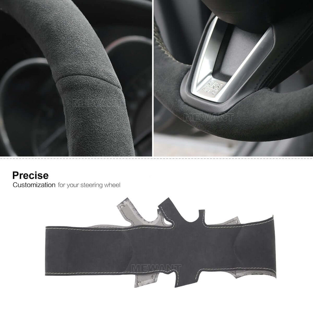 MEWANT Hand Stitch Leather Suede Alcantara Car Steering Wheel Cover for Mazda 3 Axela Mazda 6 Atenza CX - 3 CX - 5 CX - 9 / for Toyota Yaris 2015 - 2025 - Alcantara, Leather, Carbon Fiber, Easy Install, Non - Slip, Best Steering Wheel Cover