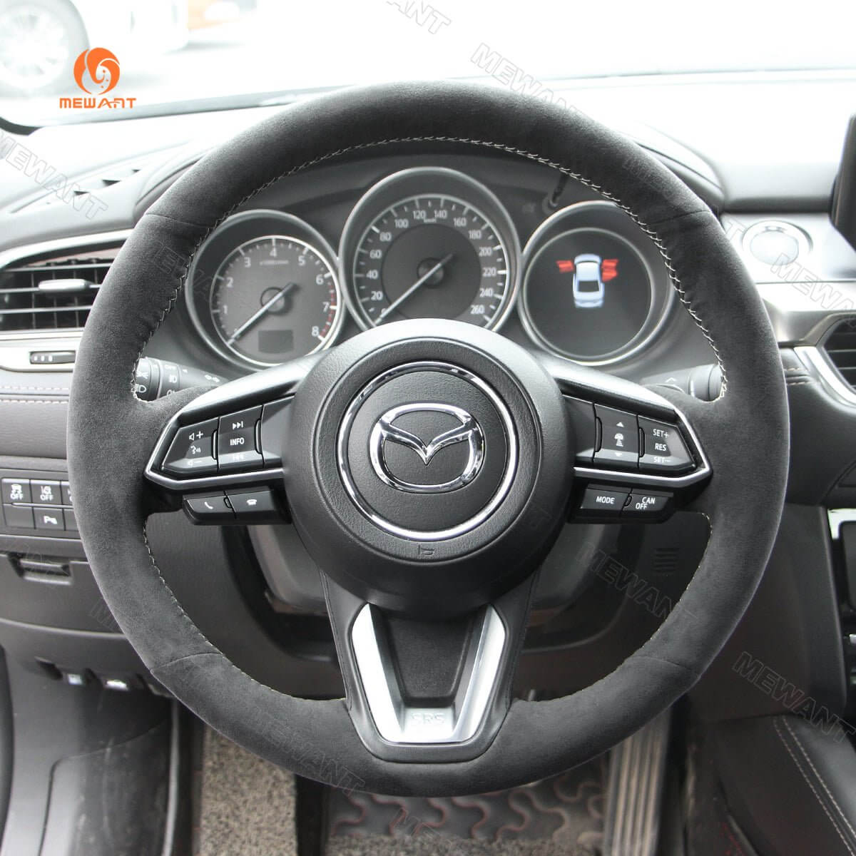 MEWANT Hand Stitch Leather Suede Alcantara Car Steering Wheel Cover for Mazda 3 Axela Mazda 6 Atenza CX - 3 CX - 5 CX - 9 / for Toyota Yaris 2015 - 2025 - Alcantara, Leather, Carbon Fiber, Easy Install, Non - Slip, Best Steering Wheel Cover