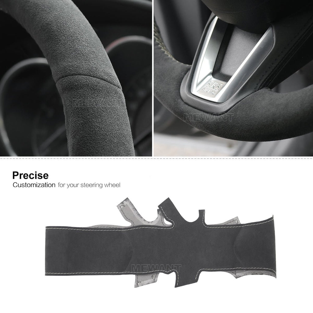 MEWANT Hand Stitch Leather Suede Alcantara Car Steering Wheel Cover for Mazda 3 Axela Mazda 6 Atenza CX - 3 CX - 5 CX - 9 / for Toyota Yaris - Alcantara, Leather, Carbon Fiber, Easy Install, Non - Slip, Best Steering Wheel Cover