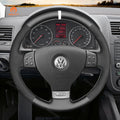 MEWANT Hand Stitch Leather Suede Car Steering Wheel Cover for Volkswagen VW Golf 5 Polo Jetta Passat Touran Caddy EOS - Alcantara, Leather, Carbon Fiber, Easy Install, Non - Slip, Best Steering Wheel Cover