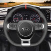 MEWANT Hand Stitch Leather Suede Carbon Fiber Car Steering Wheel Cover for Kia Optim / Kia K5 GT GT - Line Sedan - Mewant Cover