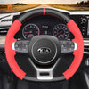 MEWANT Hand Stitch Leather Suede Carbon Fiber Car Steering Wheel Cover for Kia Optim / Kia K5 GT GT - Line Sedan - Mewant Cover