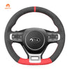 MEWANT Hand Stitch Leather Suede Carbon Fiber Car Steering Wheel Cover for Kia Optim / Kia K5 GT GT - Line Sedan - Mewant Cover