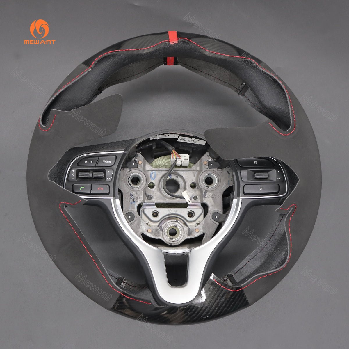 MEWANT Hand Stitch Leather Suede Carbon Fiber Car Steering Wheel for Kia Sportage 4 2016 - 2018 / Niro 2016 - 2022 / Optima 2016 - 2018 - Alcantara, Leather, Carbon Fiber, Easy Install, Non - Slip, Best Steering Wheel Cover