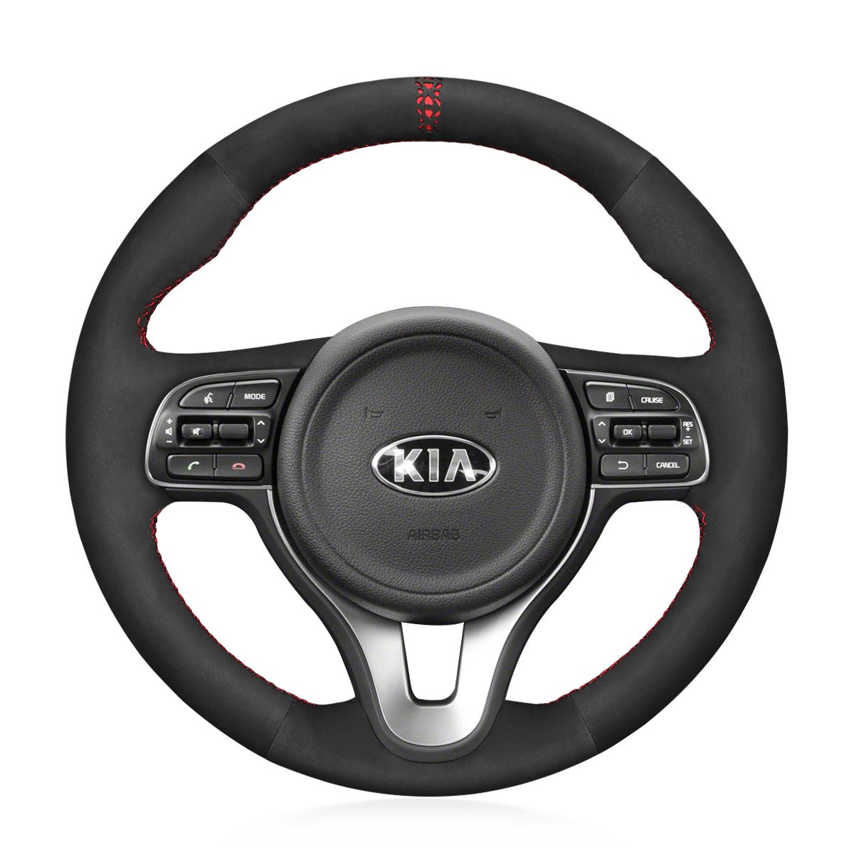 MEWANT Hand Stitch Leather Suede Carbon Fiber Car Steering Wheel for Kia Sportage 4 2016 - 2018 / Niro 2016 - 2022 / Optima 2016 - 2018 - Alcantara, Leather, Carbon Fiber, Easy Install, Non - Slip, Best Steering Wheel Cover