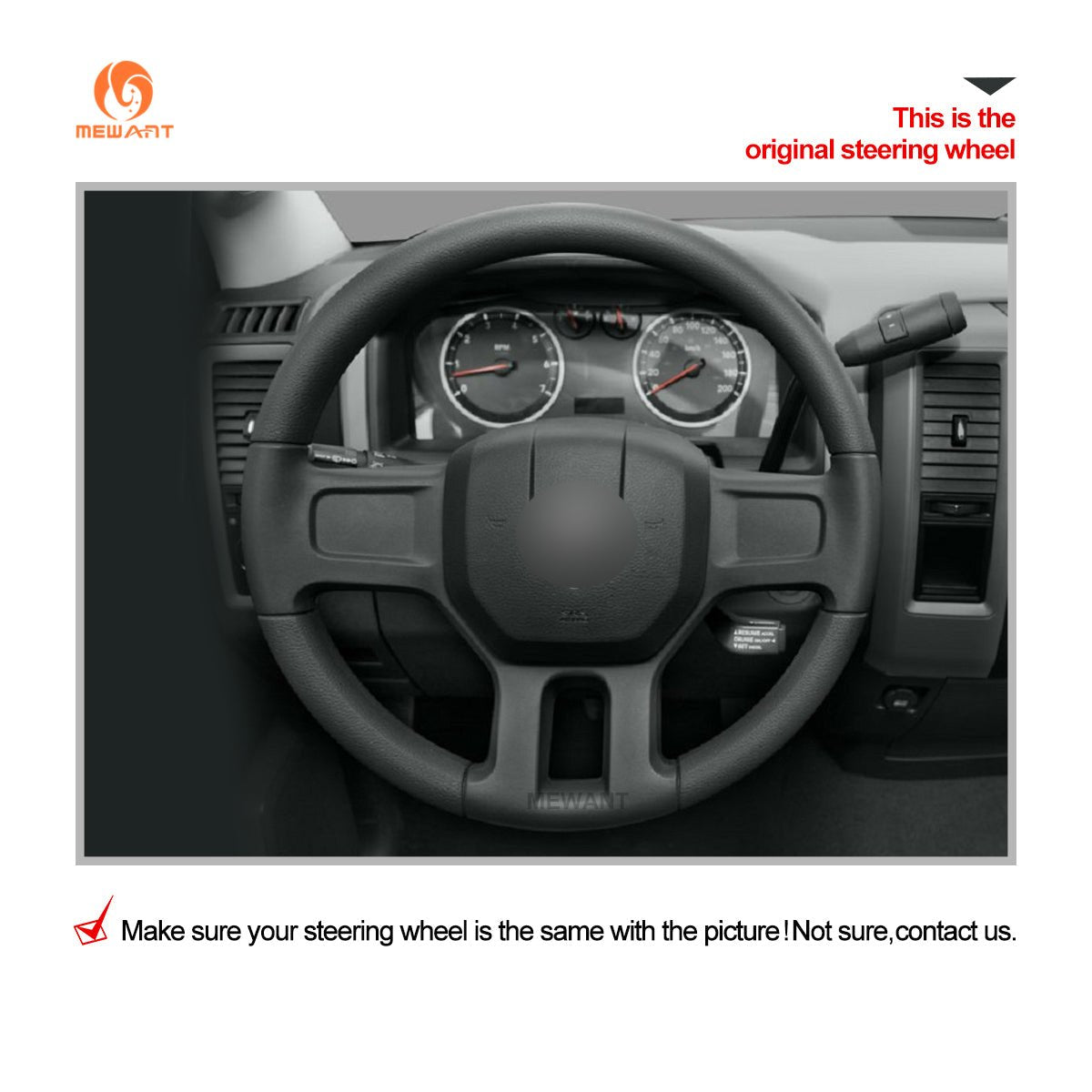 MEWANT Hand Stitch Matter Carbon Fiber Suede Car Steering Wheel Cover for Dodge RAM 2009 - 2010 - Alcantara, Leather, Carbon Fiber, Easy Install, Non - Slip, Best Steering Wheel Cover