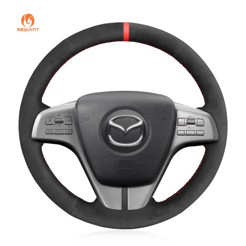 MEWANT Hand Stitching Black Leather Suede Car Steering Wheel Cover for Mazda 6 (GH) Atenza - Mewant Cover