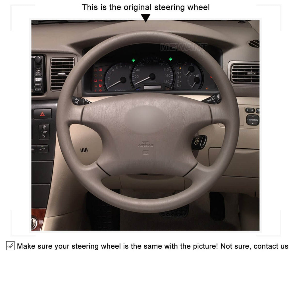 MEWANT Hand Stitching Black Suede Car Steering Wheel Cover for Toyota Corolla Camry Hilux Avensis Verso 2002 - 2010 - Alcantara, Leather, Carbon Fiber, Easy Install, Non - Slip, Best Steering Wheel Cover