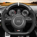 MEWANT Leather Car Steering Wheel Cover for Audi S1 (8X) S3 (8V) Sportback S4 (B8) Avant S5 (8T) S6 (C7) S7 (G8) RS Q3 (8U) SQ5 (8R) - Alcantara, Leather, Carbon Fiber, Easy Install, Non - Slip, Best Steering Wheel Cover