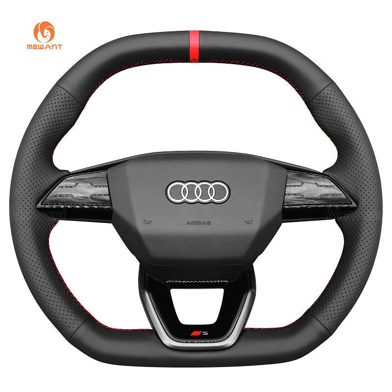 MEWANT Leather Car Steering Wheel Cover for Audi S5 RS3 2025 - Alcantara, Leather, Carbon Fiber, Easy Install, Non - Slip, Best Steering Wheel Cover