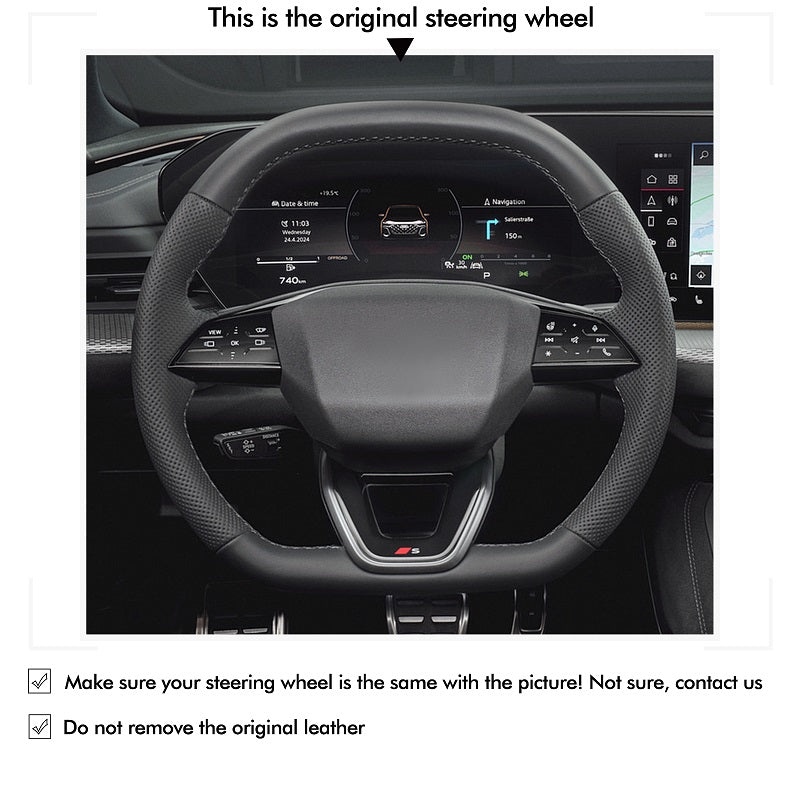 MEWANT Leather Car Steering Wheel Cover for Audi S5 RS3 2025 - Alcantara, Leather, Carbon Fiber, Easy Install, Non - Slip, Best Steering Wheel Cover
