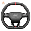 MEWANT Leather Car Steering Wheel Cover for Audi S5 RS3 2025 - Alcantara, Leather, Carbon Fiber, Easy Install, Non - Slip, Best Steering Wheel Cover