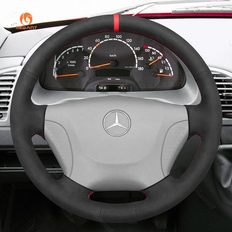 MEWANT Leather Car Steering Wheel Cover for Benz Mercedes Benz Sprinter W901 - W905 1998 - 2006 - Alcantara, Leather, Carbon Fiber, Easy Install, Non - Slip, Best Steering Wheel Cover
