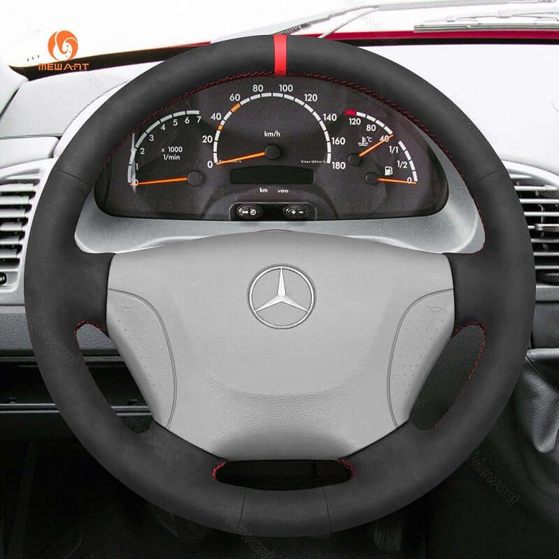 MEWANT Leather Car Steering Wheel Cover for Benz Mercedes Benz Sprinter W901 - W905 1998 - 2006 - Alcantara, Leather, Carbon Fiber, Easy Install, Non - Slip, Best Steering Wheel Cover