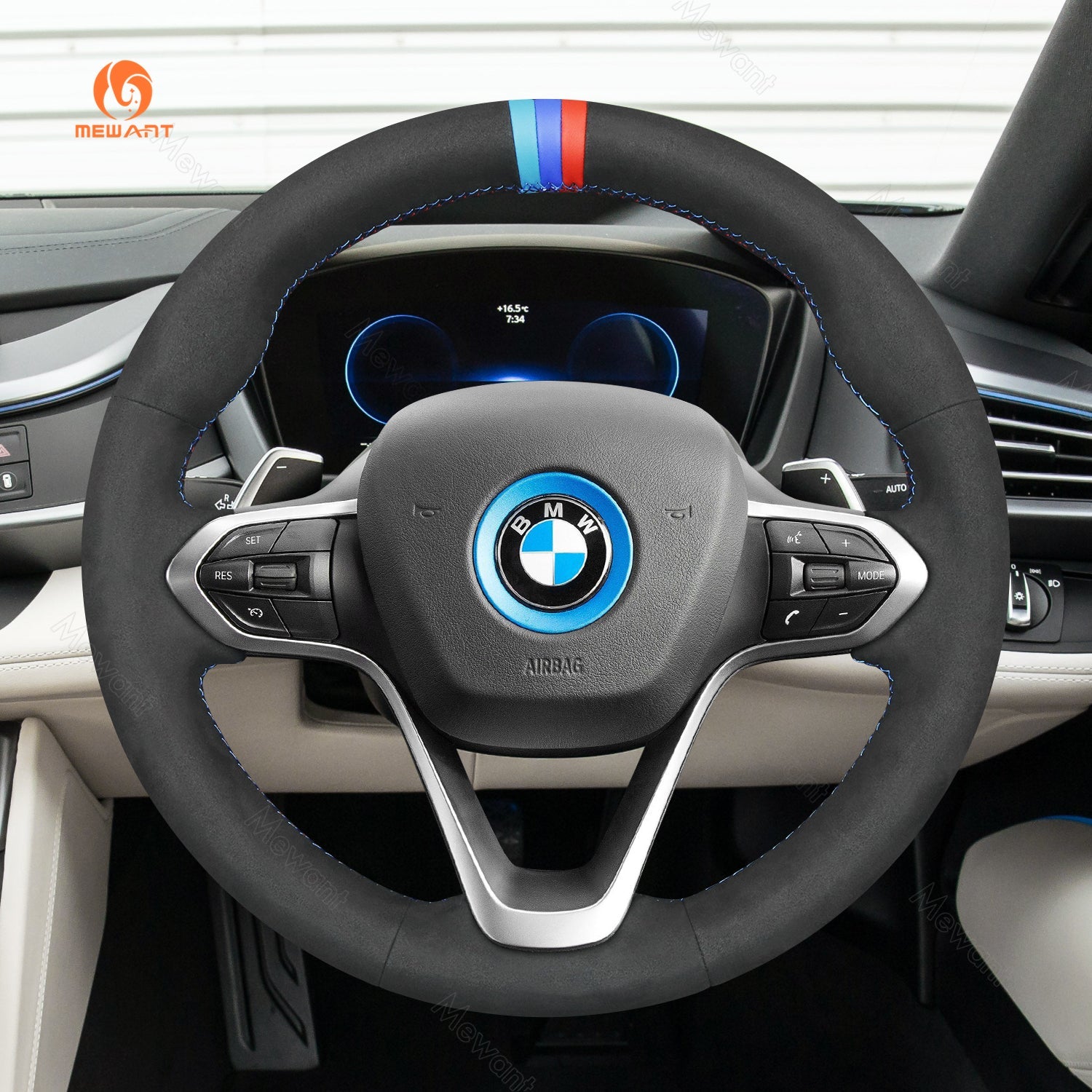 MEWANT Leather Car Steering Wheel Cover for BMW i8 2014 - 2020 - Mewant Cover