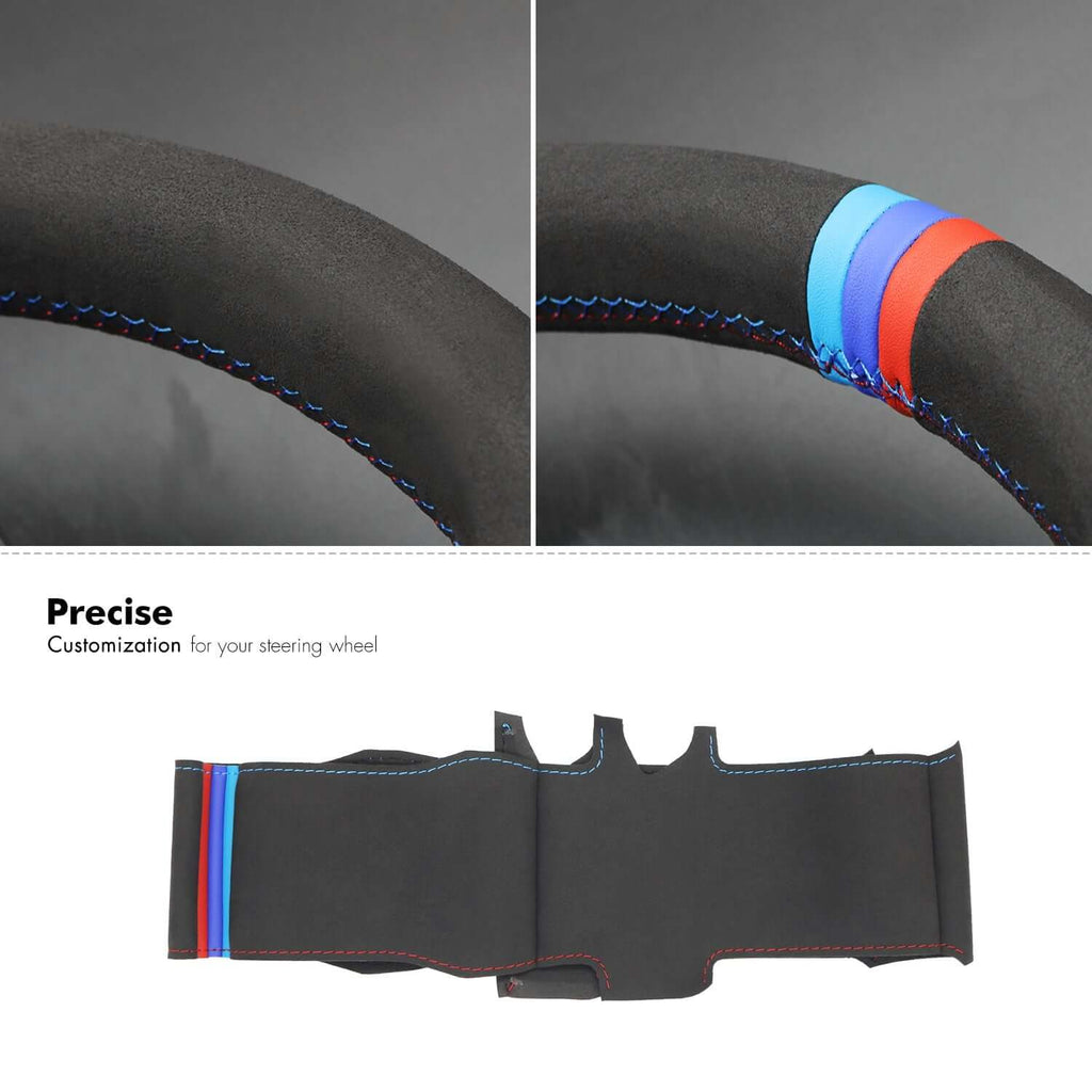 MEWANT Leather Car Steering Wheel Cover for BMW i8 2014 - 2020 - Alcantara, Leather, Carbon Fiber, Easy Install, Non - Slip, Best Steering Wheel Cover