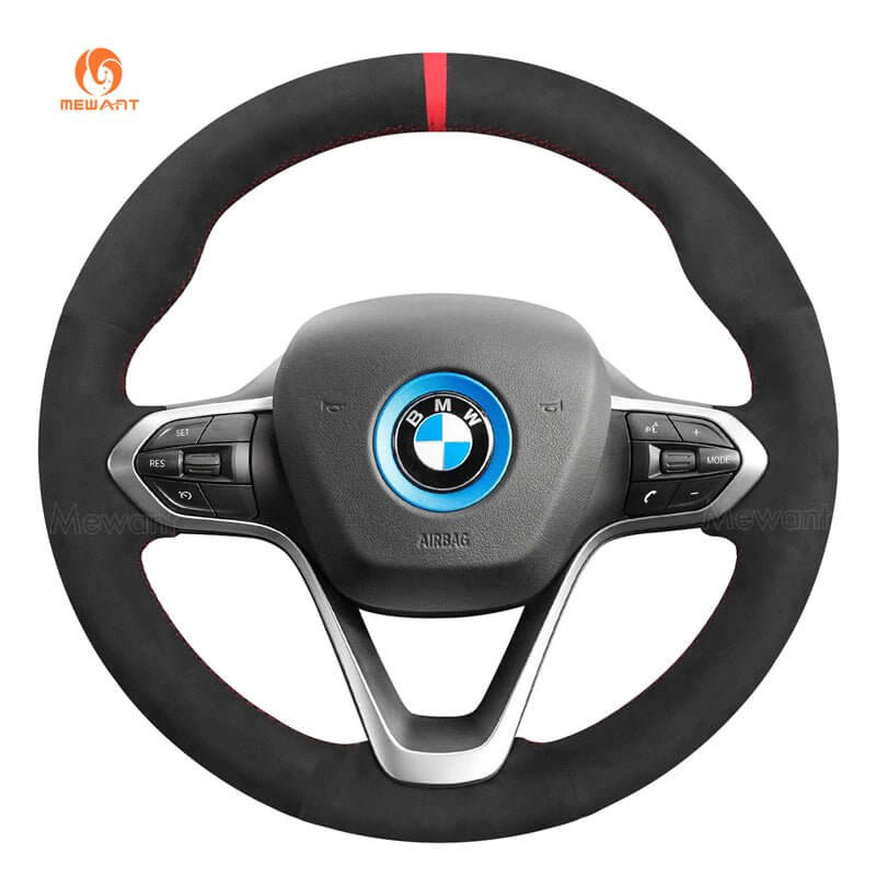 MEWANT Leather Car Steering Wheel Cover for BMW i8 2014 - 2020 - Alcantara, Leather, Carbon Fiber, Easy Install, Non - Slip, Best Steering Wheel Cover