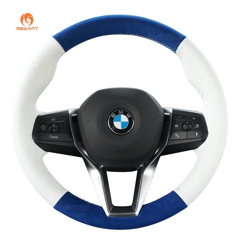 MEWANT Leather Car Steering Wheel Cover for BMW X1 U11 2023 - 2024 / X2 U10 2024 - Alcantara, Leather, Carbon Fiber, Easy Install, Non - Slip, Best Steering Wheel Cover