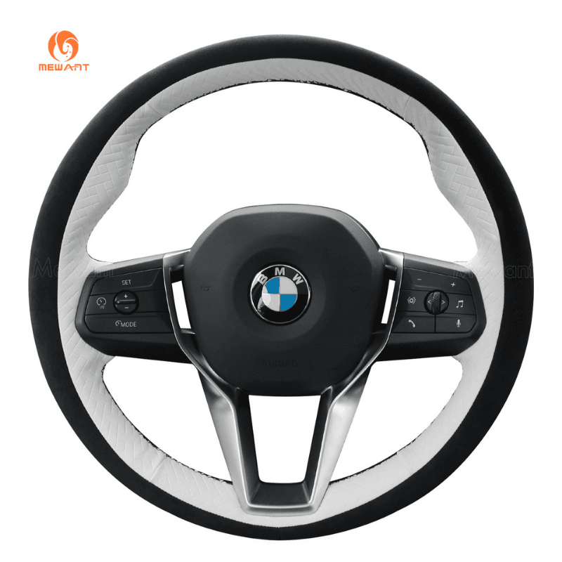 MEWANT Leather Car Steering Wheel Cover for BMW X1 U11 2023 - 2024 / X2 U10 2024 - Alcantara, Leather, Carbon Fiber, Easy Install, Non - Slip, Best Steering Wheel Cover