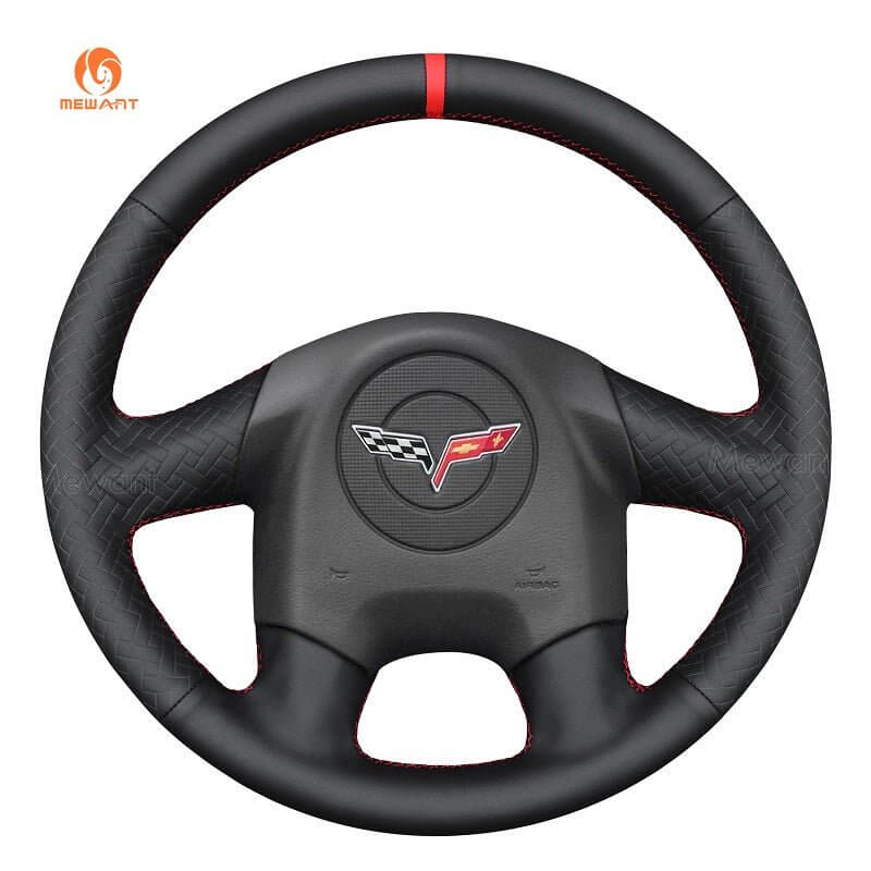 MEWANT Leather Car Steering Wheel Cover for Chevrolet (Chevy) Cobalt SS 2005 - Alcantara, Leather, Carbon Fiber, Easy Install, Non - Slip, Best Steering Wheel Cover