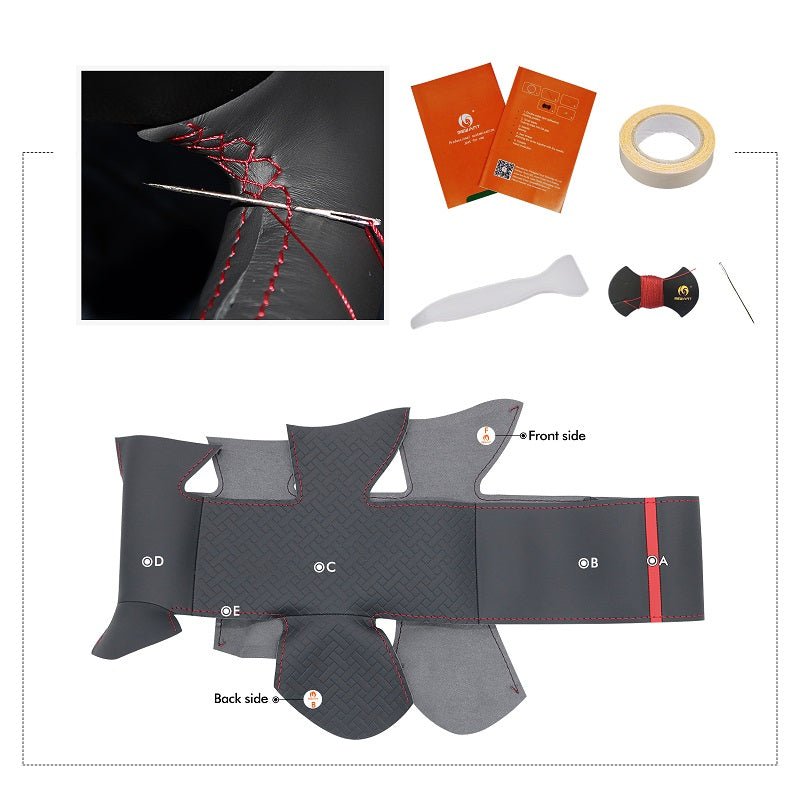 MEWANT Leather Car Steering Wheel Cover for Chevrolet (Chevy) Cobalt SS 2005 - Alcantara, Leather, Carbon Fiber, Easy Install, Non - Slip, Best Steering Wheel Cover