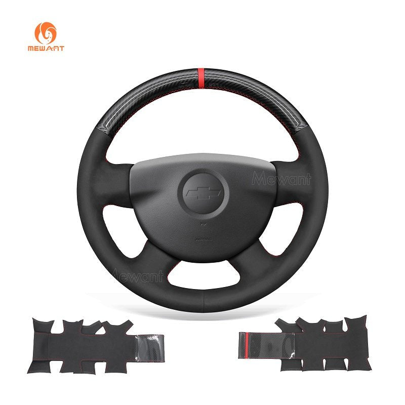 MEWANT Leather Car Steering Wheel Cover for Chevrolet (Chevy) Colorado 2004 - 2012 - Alcantara, Leather, Carbon Fiber, Easy Install, Non - Slip, Best Steering Wheel Cover
