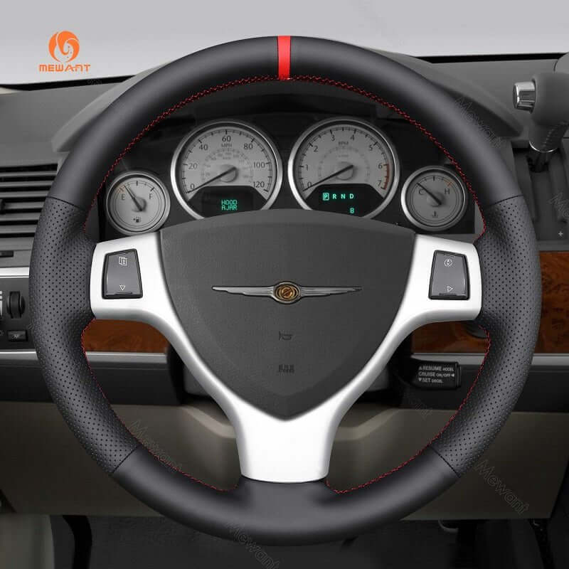 MEWANT Leather Car Steering Wheel Cover for Dodge Caravan 2008 - 2010 - Alcantara, Leather, Carbon Fiber, Easy Install, Non - Slip, Best Steering Wheel Cover