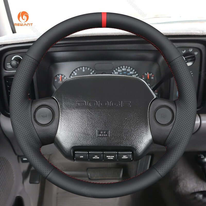 MEWANT Leather Car Steering Wheel Cover for Dodge RAM 1500 2500 3500 DAKOTA 1994 - 1997 - Alcantara, Leather, Carbon Fiber, Easy Install, Non - Slip, Best Steering Wheel Cover