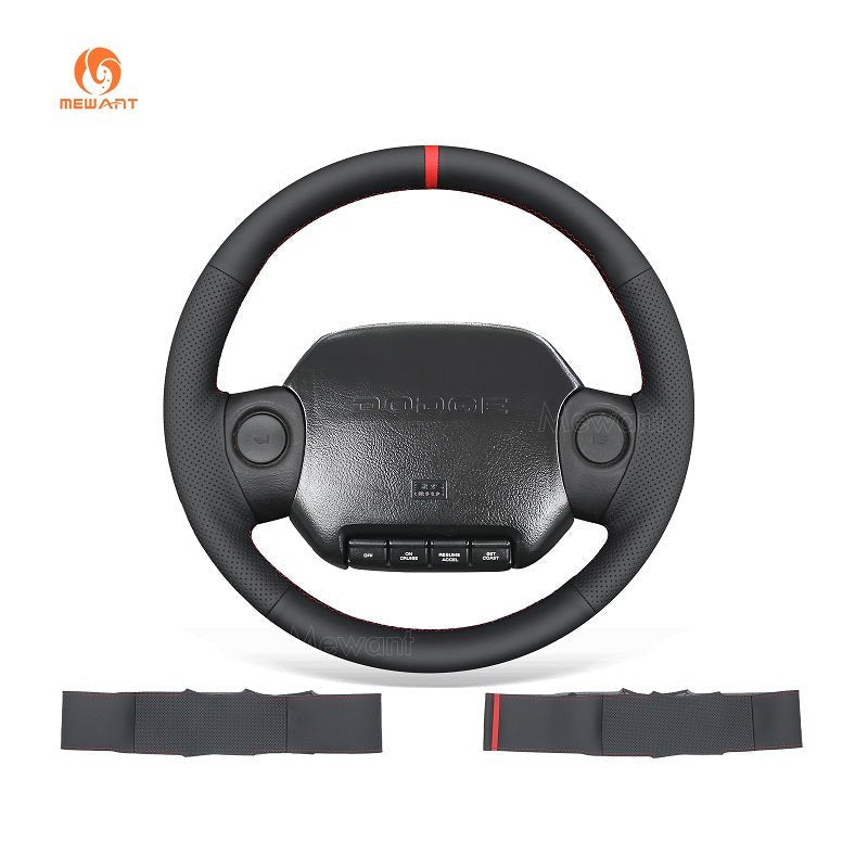 MEWANT Leather Car Steering Wheel Cover for Dodge RAM 1500 2500 3500 DAKOTA 1994 - 1997 - Alcantara, Leather, Carbon Fiber, Easy Install, Non - Slip, Best Steering Wheel Cover