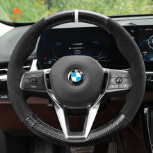 Charger l&#39;image dans la visionneuse de galerie, MEWANT Leather Car Steering Wheel Cover for for BMW X1 U11 2023 - 2024 / X2 U10 2024 - Alcantara, Leather, Carbon Fiber, Easy Install, Non - Slip, Best Steering Wheel Cover
