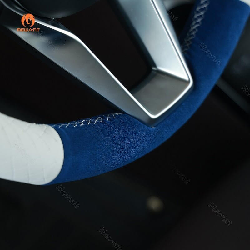 MEWANT Leather Car Steering Wheel Cover for for BMW X1 U11 2023 - 2024 / X2 U10 2024 - Alcantara, Leather, Carbon Fiber, Easy Install, Non - Slip, Best Steering Wheel Cover