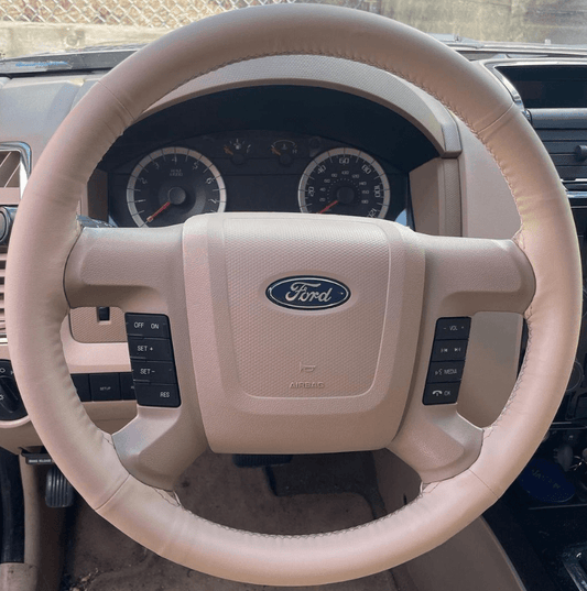 MEWANT Leather Car Steering Wheel Cover for Ford Escape 2008 - 2012 - Alcantara, Leather, Carbon Fiber, Easy Install, Non - Slip, Best Steering Wheel Cover