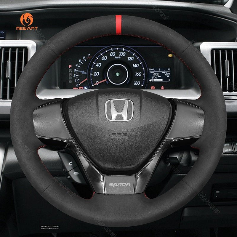 MEWANT Leather Car Steering Wheel Cover for Honda Spada Freed 2010 - 2015 - Alcantara, Leather, Carbon Fiber, Easy Install, Non - Slip, Best Steering Wheel Cover