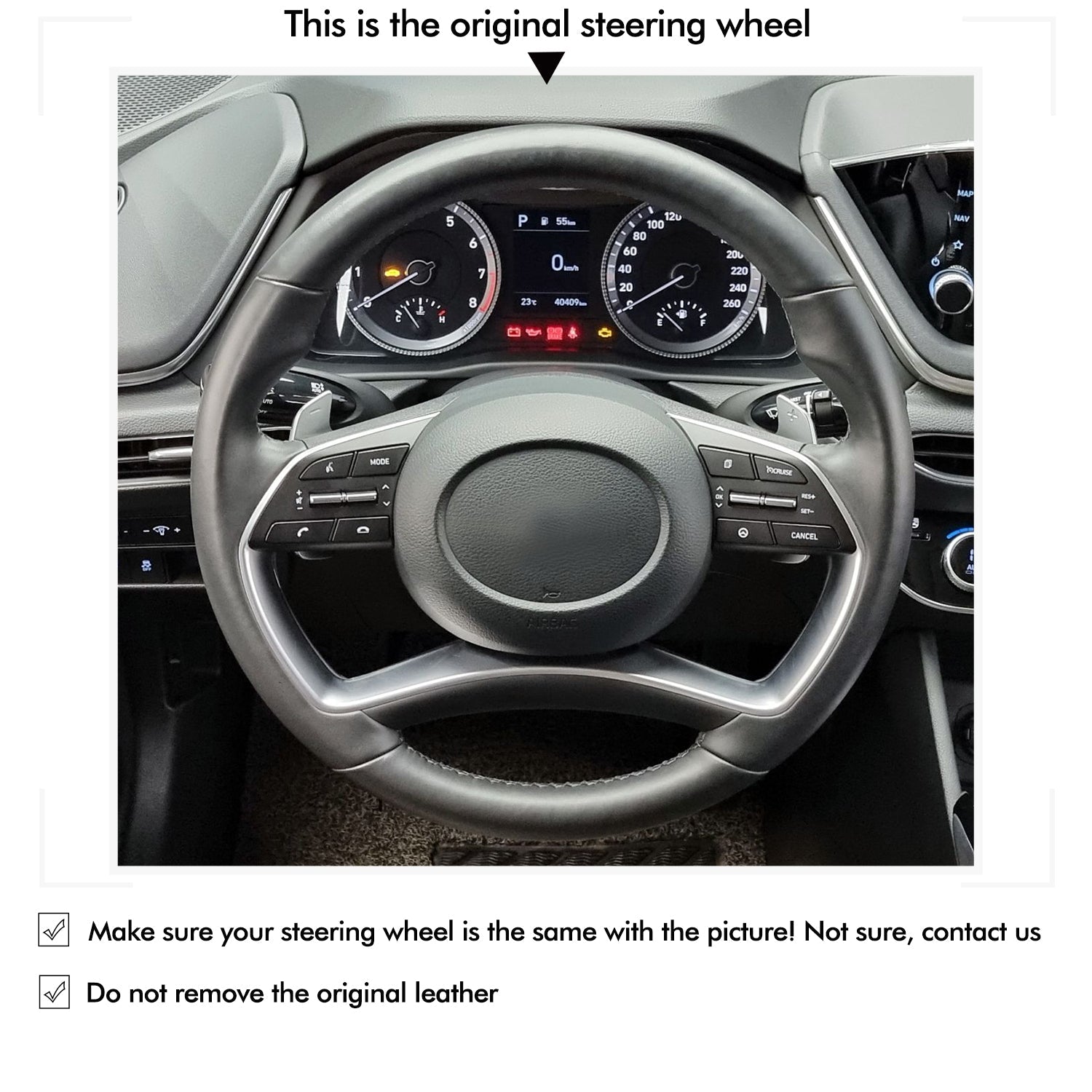 MEWANT Leather Car Steering Wheel Cover for Hyundai Sonata / Sonata VIII / STARIA (STARIA LOAD) - Alcantara, Leather, Carbon Fiber, Easy Install, Non - Slip, Best Steering Wheel Cover