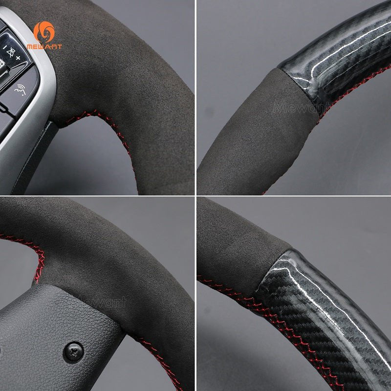 MEWANT Leather Car Steering Wheel Cover for Kia Sorento 2019 - 2020 - Alcantara, Leather, Carbon Fiber, Easy Install, Non - Slip, Best Steering Wheel Cover